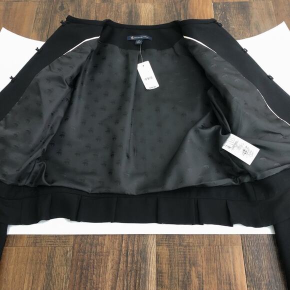 Brooks Brothers Cropped Blazer Jacket Ruffle Hem Wool Blend Career Size 4 Black - Picture 11 of 16